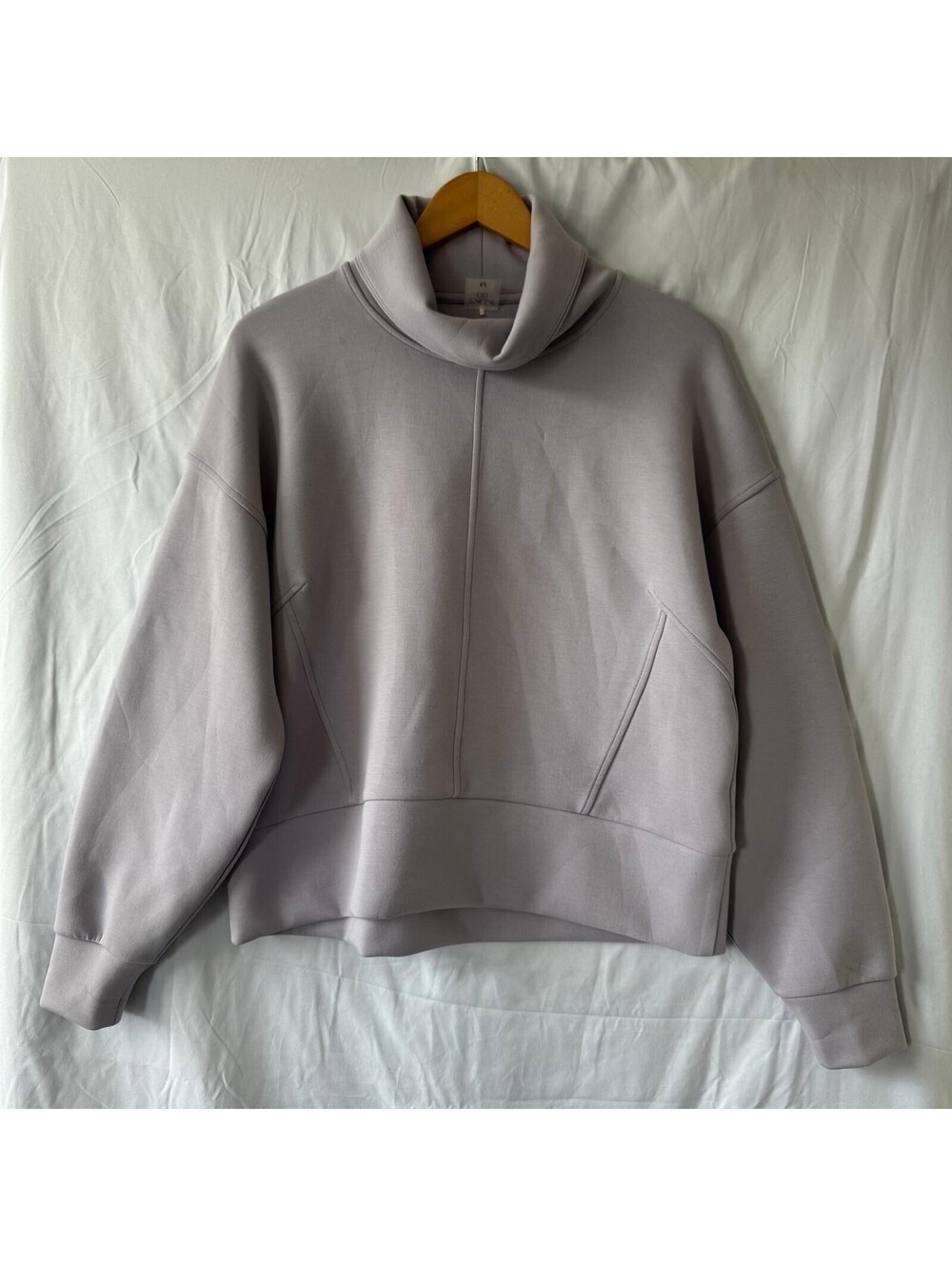 CALIA Sweatshirt M Gray Funnel Cowl Neck Oversized Pocket Soft